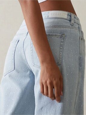 💎 Pacsun Rhinestone Low Rise Baggy Jeans Y2K Wide Leg Denim Streetwear Festival